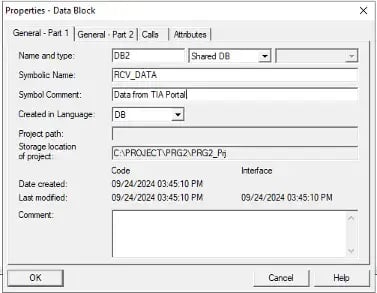 Step 10- In PCS7, create a Data Block to receive the data.