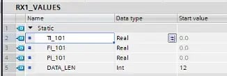 Step 3- Create a data block with the values that are to be sent to PCS7.