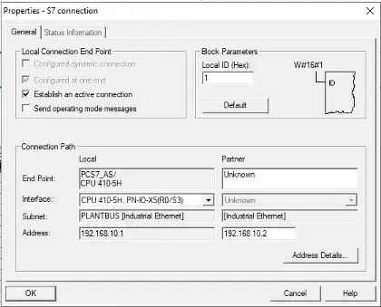 Step 8- Insert a local ID number and the IP address of the S7-1500.